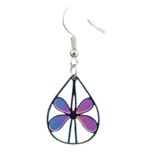Iridescent Flower Earrings with Floral Teardrop Necklace Set - Picture 2 of 12